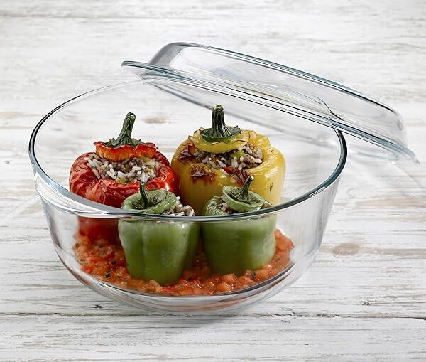 حلة بايركس بغطاء مقاس 2.0 لتر بتصميم دائري الشكل