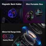 سبيكر لاسلكي مغناطيسي ميني مع اضاءة ار جي بي قابل للشحن بقوة 5 فولت - الصورة 7