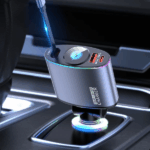 ⁦شاحن سيارة سريع للموبايلات 3*1 كابل قابل للسحب ومنفذ يو اس بي⁩ - الصورة ⁦6⁩