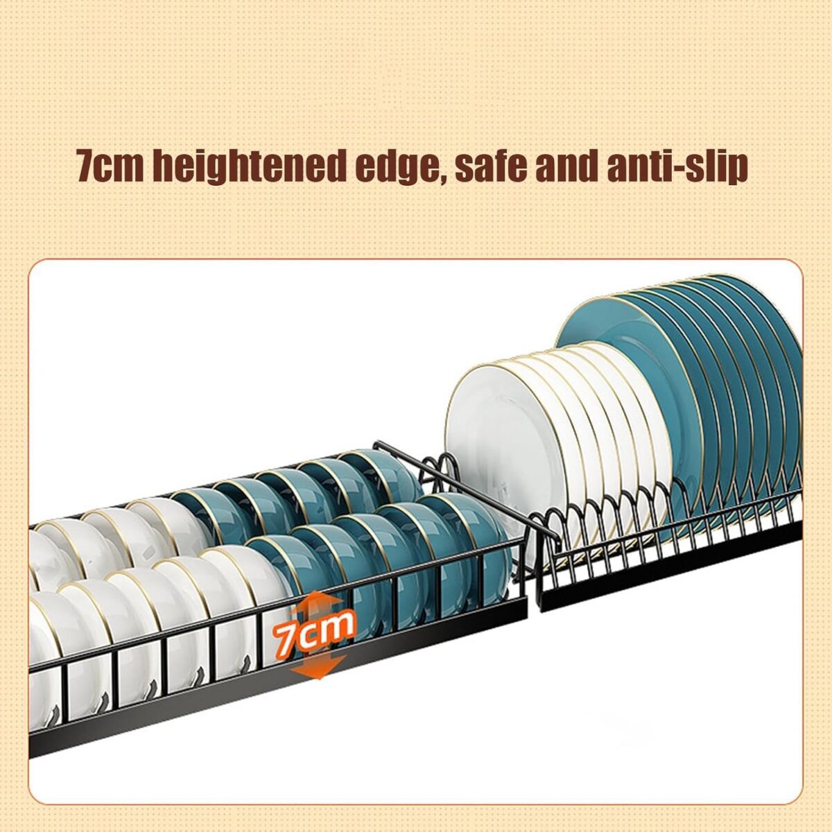 ⁦مطبقية لتنظيم وتجفيف الأطباق والأواني فوق الحوض معدن غير قابلة للصدأ⁩ - الصورة ⁦4⁩