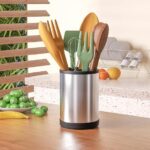 ⁦حامل دوار 360 درجة للمعالق والشوك وادوات الطعام مع فتحات لتصفية المياة⁩ - الصورة ⁦2⁩