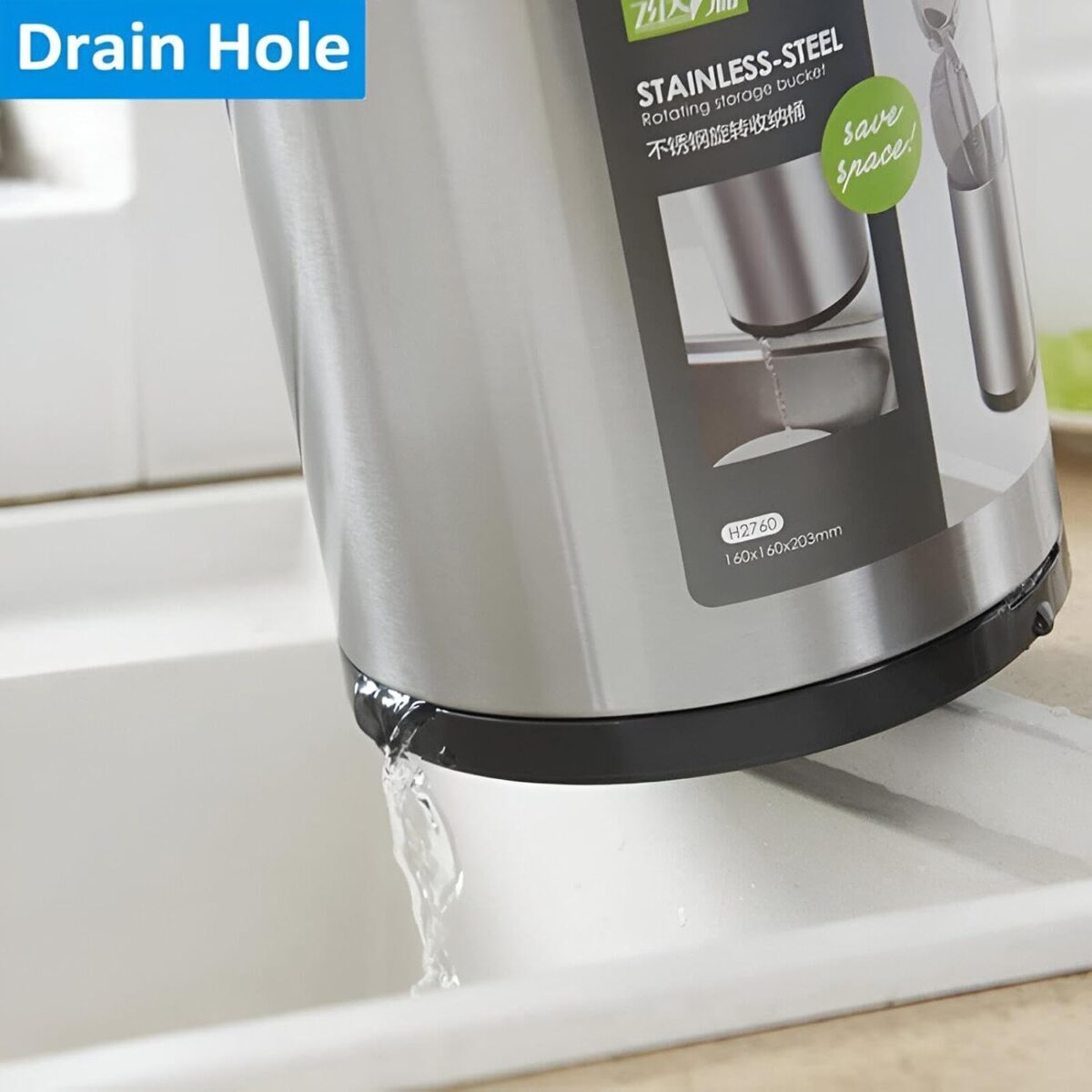 ⁦حامل دوار 360 درجة للمعالق والشوك وادوات الطعام مع فتحات لتصفية المياة⁩ - الصورة ⁦4⁩