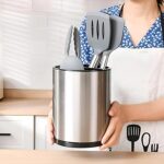 ⁦حامل دوار 360 درجة للمعالق والشوك وادوات الطعام مع فتحات لتصفية المياة⁩ - الصورة ⁦5⁩