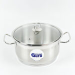 ⁦حلة استانلس استيل بغطاء زجاجي ويدين لسهولة الحمل  - مقاس 24سم⁩ - الصورة ⁦2⁩