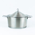 حلة استانلس استيل مقاس 24 * 12سم بغطاء ويدين لسهولة الحمل