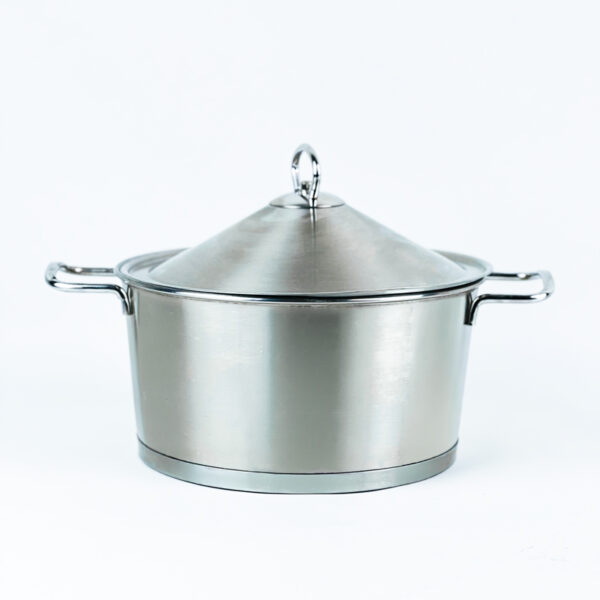 حلة استانلس استيل مقاس 24 * 12سم بغطاء ويدين لسهولة الحمل