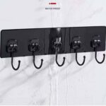 شماعة حوائط ذاتية اللصق ب 6 هوك معدن لتعليق أدوات المطبخ والحمام