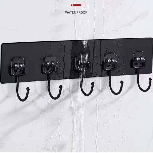 شماعة حوائط ذاتية اللصق ب 6 هوك معدن لتعليق أدوات المطبخ والحمام