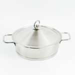 طاجن دائري الشكل بغطاء ويدين لسهولة الحمل - مقاس 24