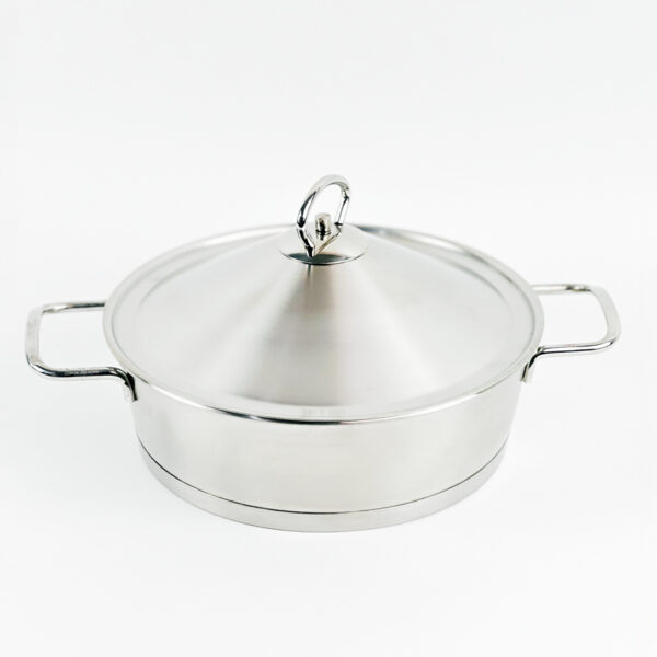 طاجن دائري الشكل بغطاء ويدين لسهولة الحمل - مقاس 24