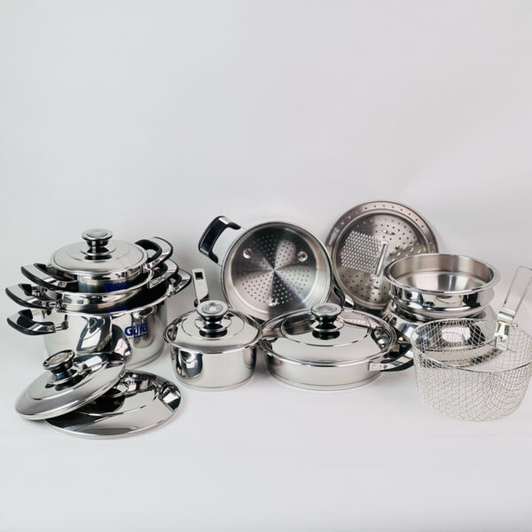 طقم حلل استانلس ستيل للطهي 22 قطعة