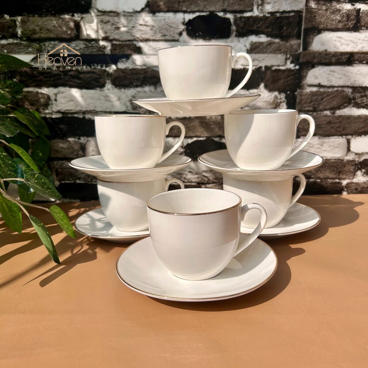 ⁦طقم شاي بورسلين 12 قطعة 6 مجات مع 6 اطباق⁩ - الصورة ⁦5⁩