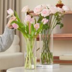 ⁦فازة زجاج شفاف بتصميم اسطواني الشكل مقاس 30 * 13 سم⁩ - الصورة ⁦2⁩