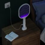 ⁦مضرب ناموس كهربائي مع ضوء ليد قابل لاعادة الشحن بيو اس بي⁩ - الصورة ⁦2⁩