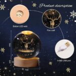 ⁦بلورة كريستال ثلاثية الابعاد بتصميم غزالة بقاعدة خشبية قابلة للفصل⁩ - الصورة ⁦3⁩