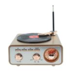 ⁦راديو بتصميم جرامافون كلاسيكي قابل للشحن بيو إس بي⁩ - الصورة ⁦5⁩