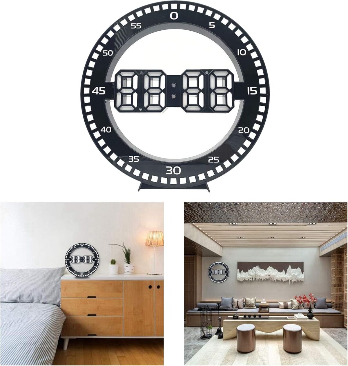 ⁦ساعة حائط ليد رقمية ثري دي بمنبه للمنزل والمكتب⁩ - الصورة ⁦7⁩