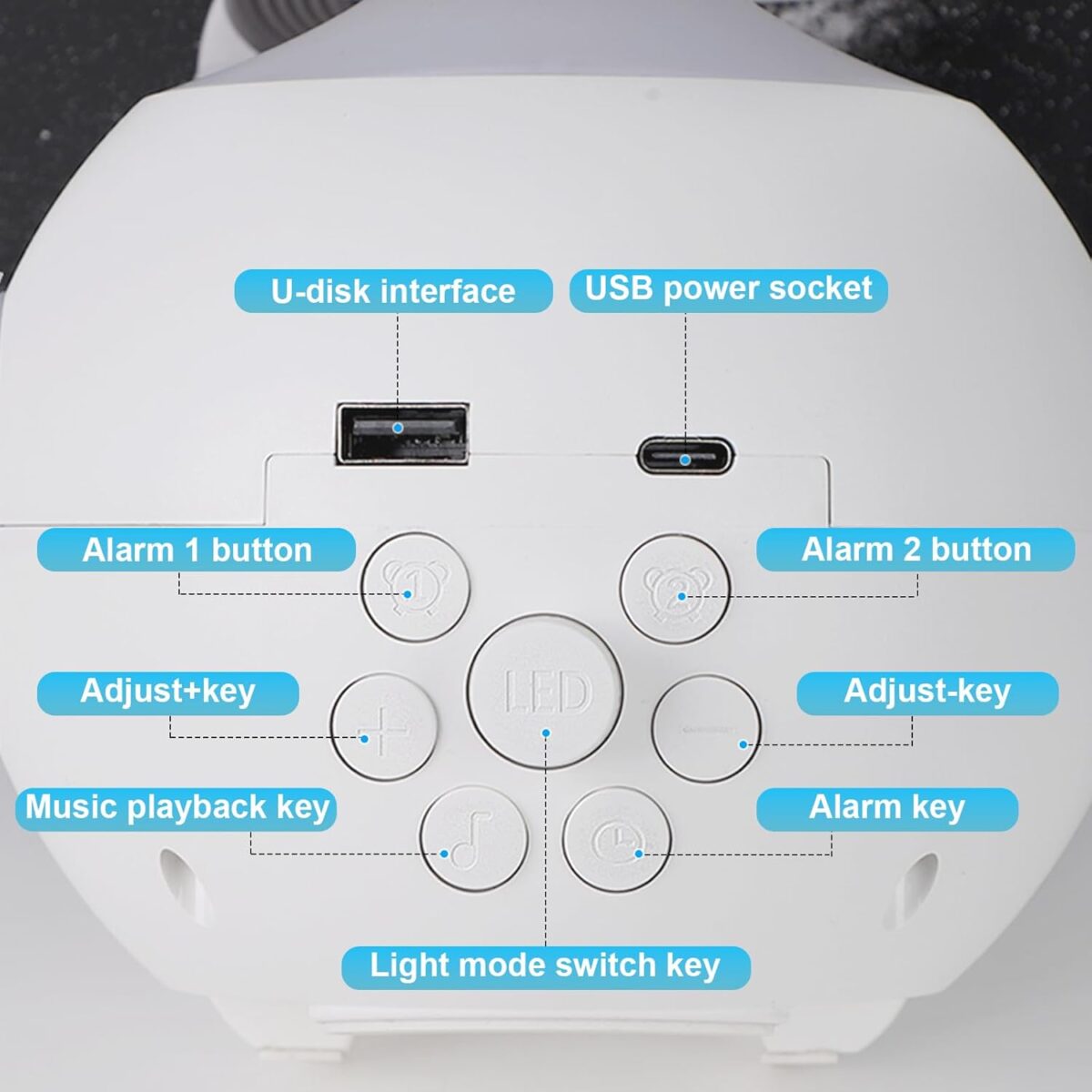 ⁦ساعة منبه بشاشة ليد مع اضاءة ليلية بتصميم روبوت⁩ - الصورة ⁦7⁩