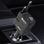 شاحن سيارة قابل للسحب 4 في 1 مع منفذ يو اس بي وتايب سي - 66 واط