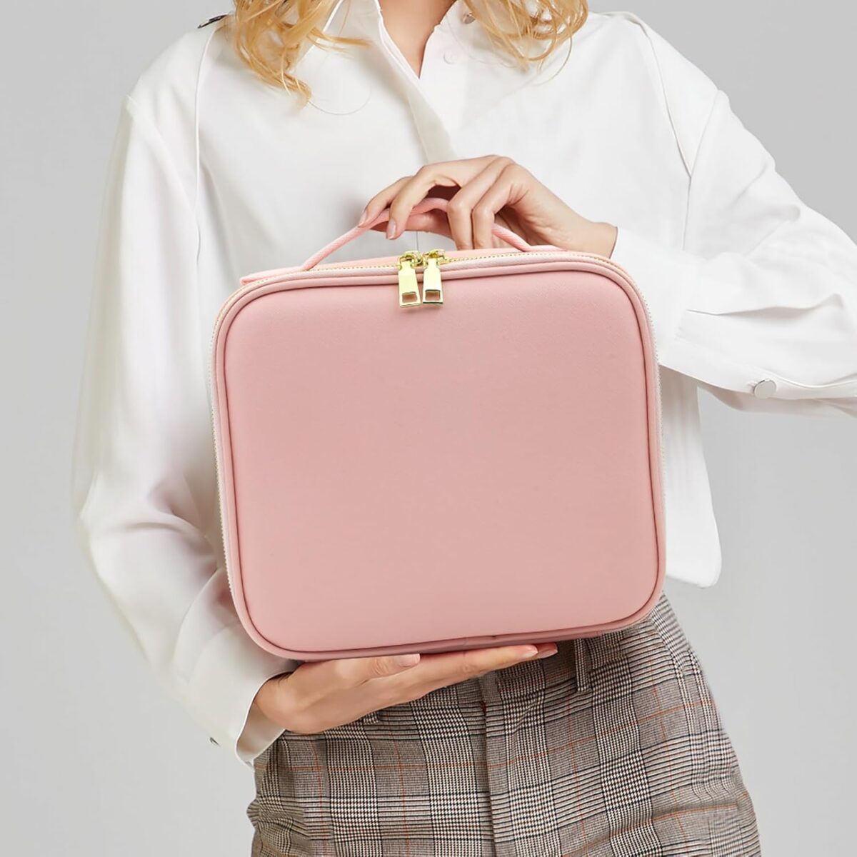 ⁦شنطة لحمل وتنظيم الميك اب مع مرآة تاتش قابلة لاعادة الشحن⁩ - الصورة ⁦8⁩