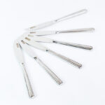 طقم سكاكين عشاء 12 قطعة استانليس ستيل باللون الفضي بمقبض مزخرف