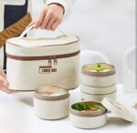 ⁦طقم لانش بوكس  4 علب بغطاء محكم الغلق مع شنطة حرارية لحفظ الطعام⁩ - الصورة ⁦5⁩