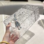 علبة مناديل اكليريك شفاف مزخرف مقسمة ل3 خانات