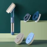 ⁦فرشاة أطباق 3 * 1 مع خزان صابون و3 فرش قابلة للتبديل⁩ - الصورة ⁦3⁩