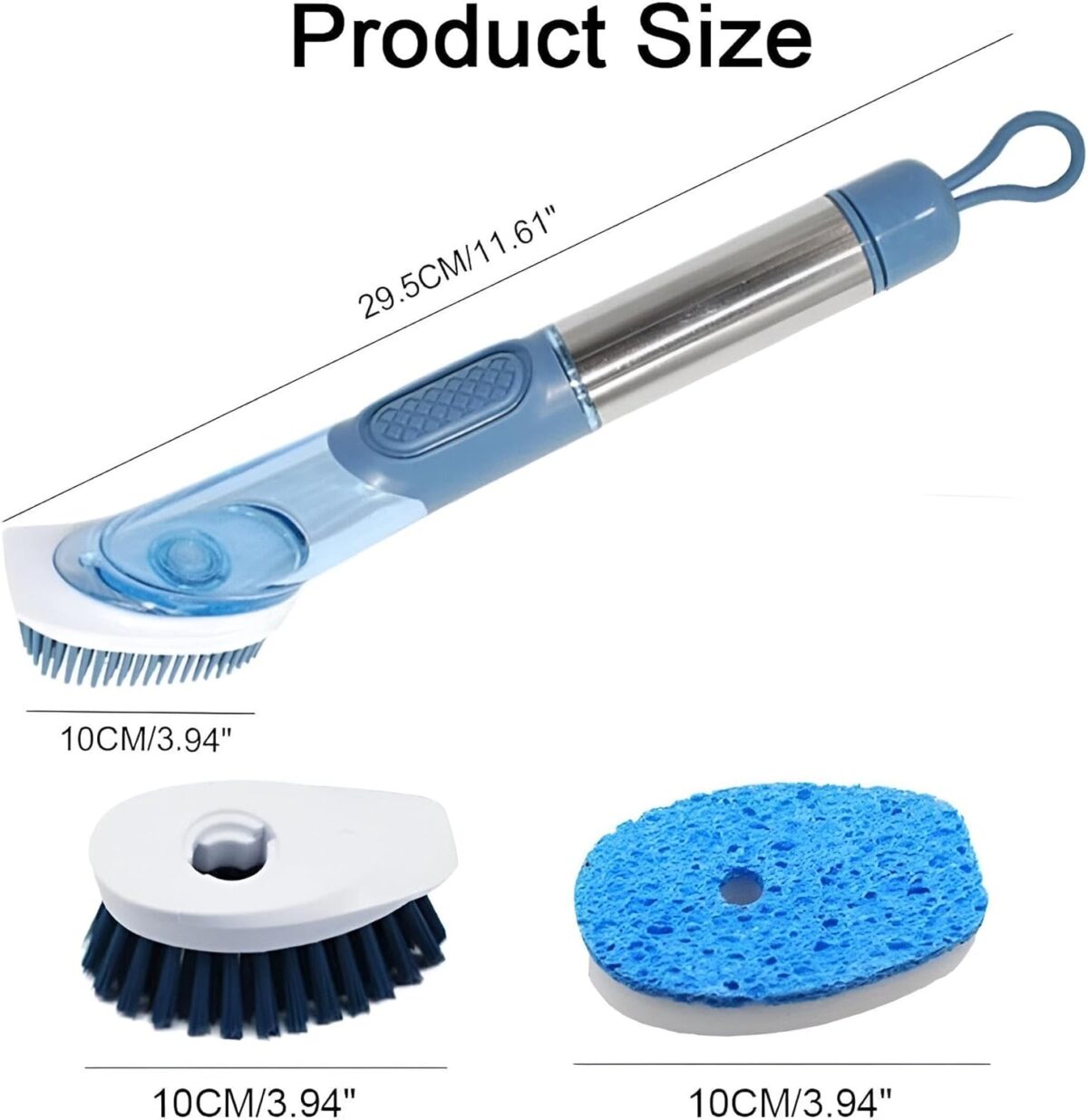 ⁦فرشاة أطباق 3 * 1 مع خزان صابون و3 فرش قابلة للتبديل⁩ - الصورة ⁦9⁩