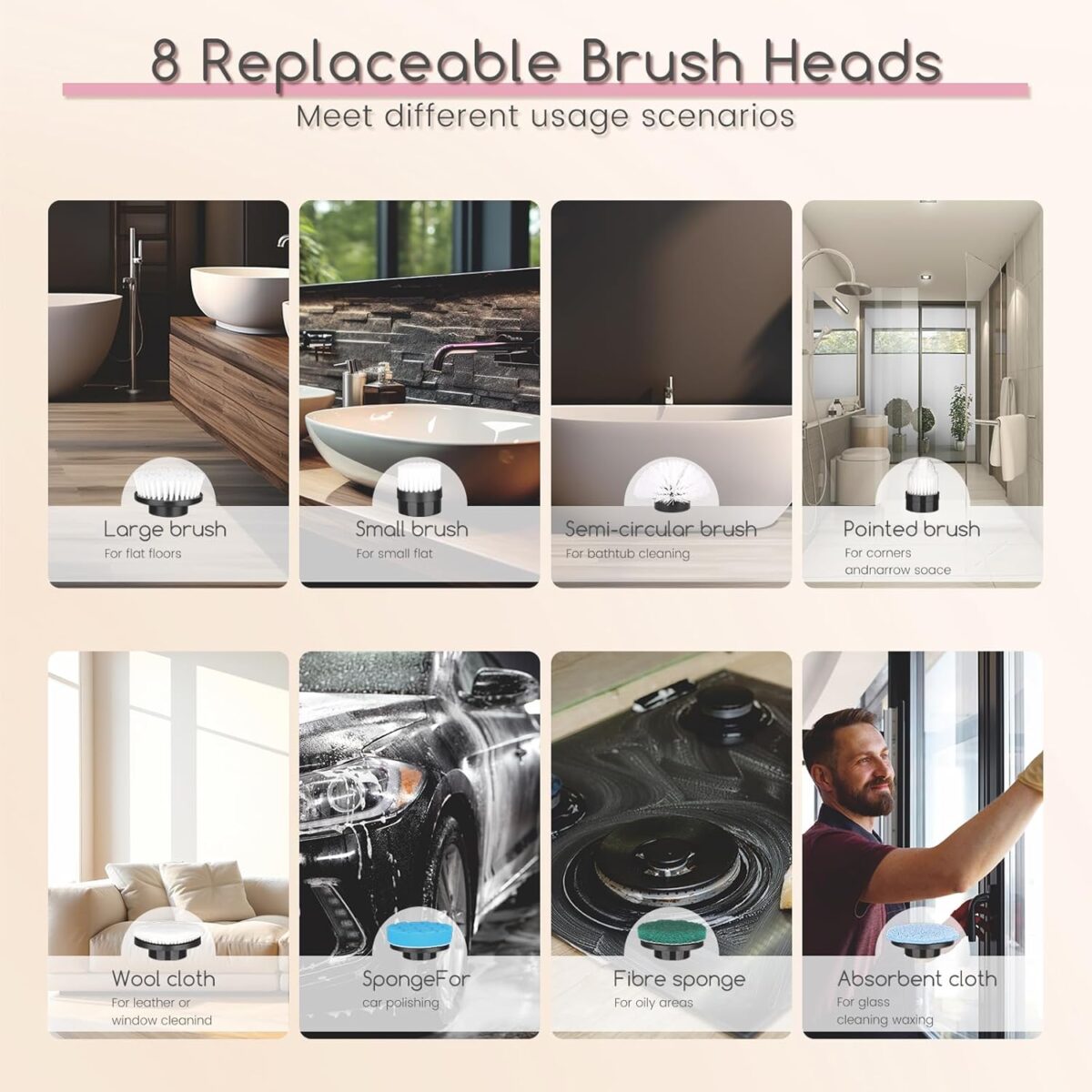 ⁦فرشاة كهربائية دوارة للتنظيف 11 * 1 متعددة الاستخدامات بقدرة 25 وات⁩ - الصورة ⁦3⁩