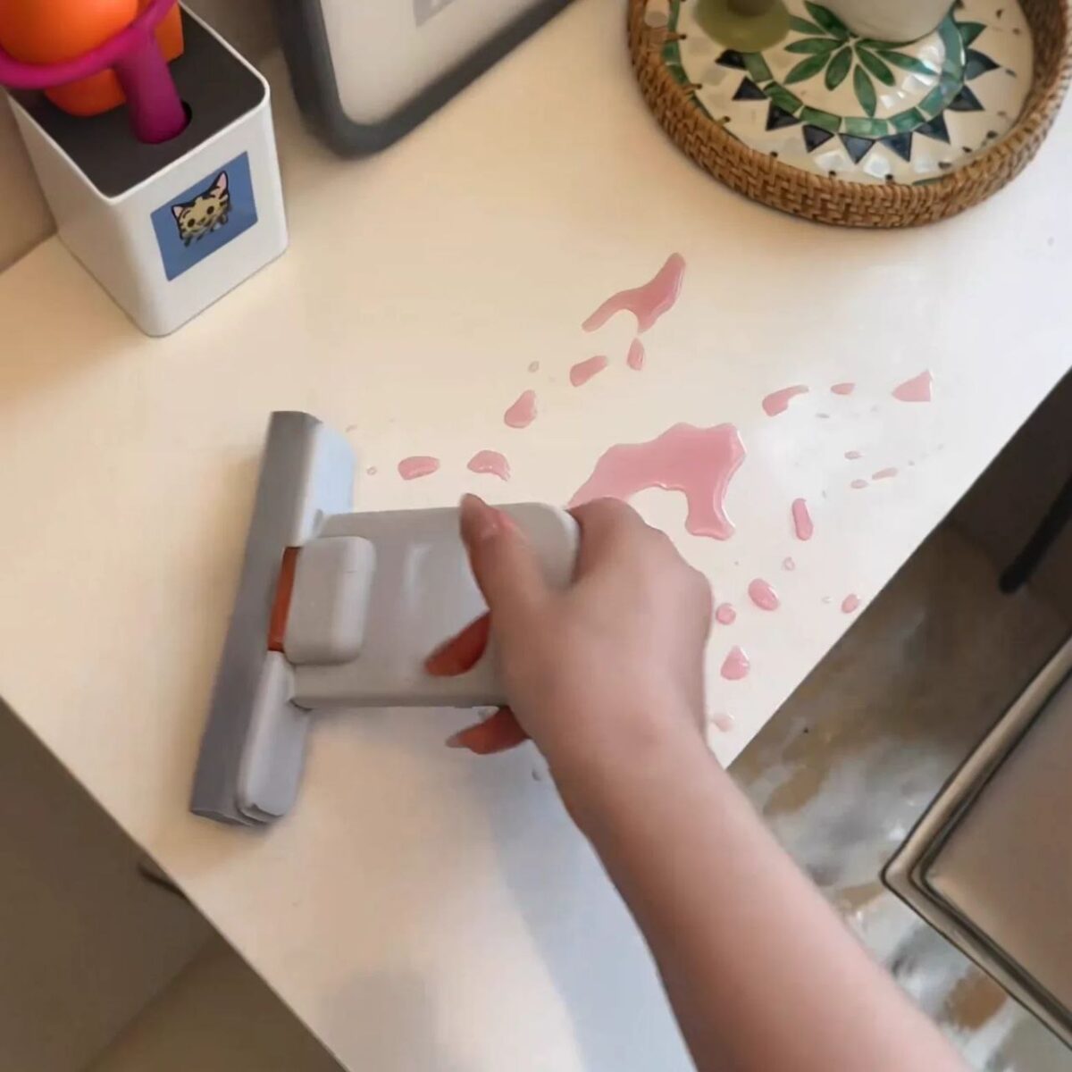 ⁦مساحة ميني محمولة لتنظيف المكتب والزجاج والمساحات الصغيرة⁩ - الصورة ⁦2⁩