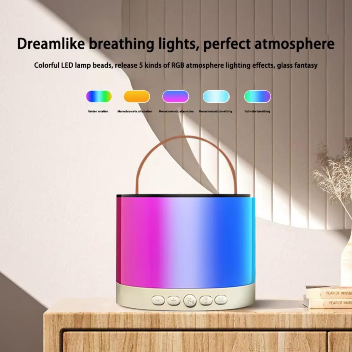 ⁦مكبر صوت مضئ بالوان مختلفة مزود بميكروفون⁩ - الصورة ⁦7⁩