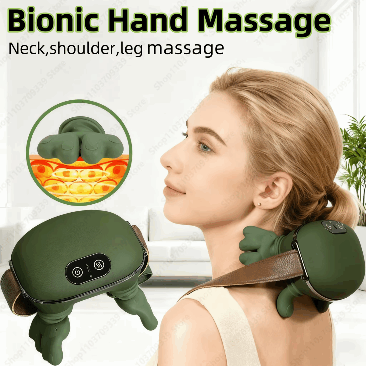 ⁦جهاز مساج لتدليك الرقبة بالاشعة الحمراء ب 3 مستويات  قابل للشحن بيو اس بي 10وات⁩ - الصورة ⁦4⁩