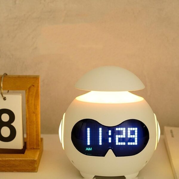 ساعة منبه بشاشة ليد مع اضاءة ليلية بتصميم روبوت