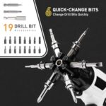 ⁦طقم مفك كهربائي لاسلكي 25 قطعة بتصميم مقبض قابل للدوران 180 درجة _  بيو اس بي للشحن⁩ - الصورة ⁦9⁩