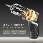 ⁦طقم مفك كهربائي لاسلكي 25 قطعة بتصميم مقبض قابل للدوران 180 درجة _  بيو اس بي للشحن⁩ - الصورة ⁦10⁩