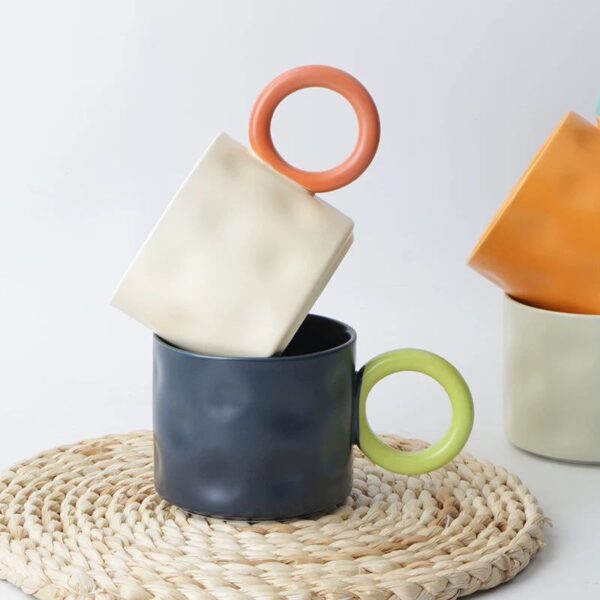 مج بورسلين بتصميم مموج ويد دائرية للمشروبات الساخنة 350 ملي