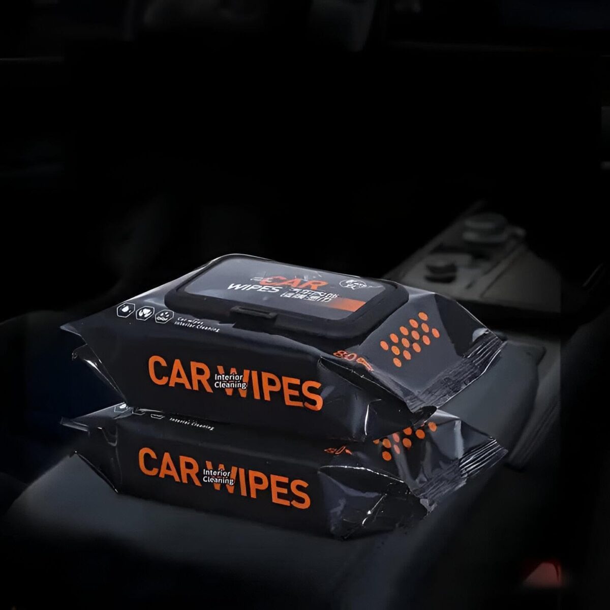 ⁦باكت مناديل مبللة 80 منديل لتنظيف وتلميع السيارة من الداخل⁩ - الصورة ⁦2⁩