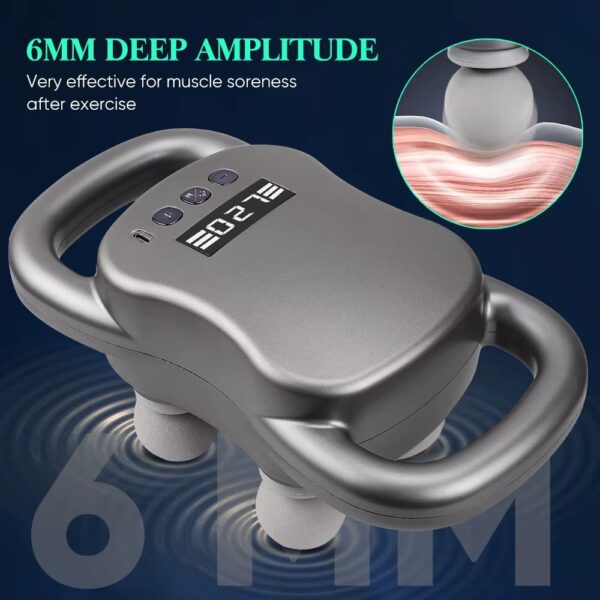 جهاز مساج ديجيتال يدوي للتدليك العميق للعضلات ب 4 رؤوس بالآشعة تحت الحمراء