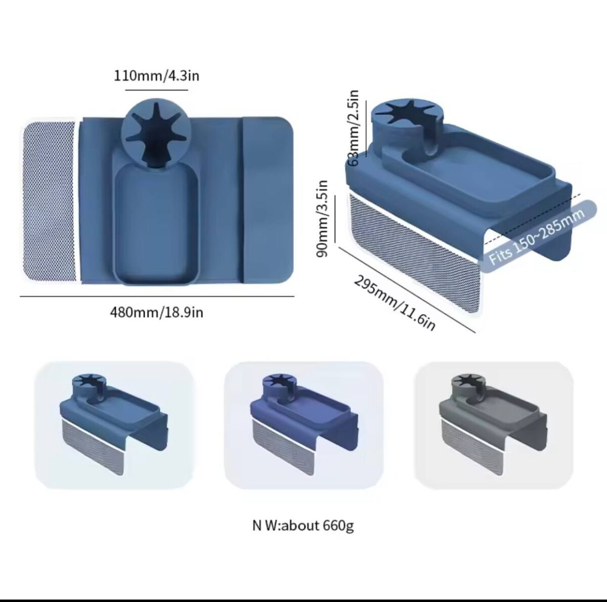 ⁦حامل اكواب سيليكون لمسند يد الكنبة مع جيوب جانبية لحمل الموبايل والريموت⁩ - الصورة ⁦8⁩