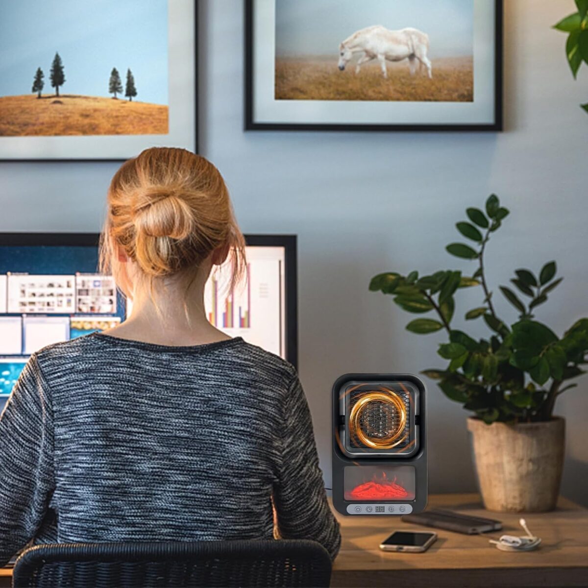 ⁦دفاية كهربائية محمولة تدور بزاوية 180 درجة للمنزل والمكتب⁩ - الصورة ⁦3⁩