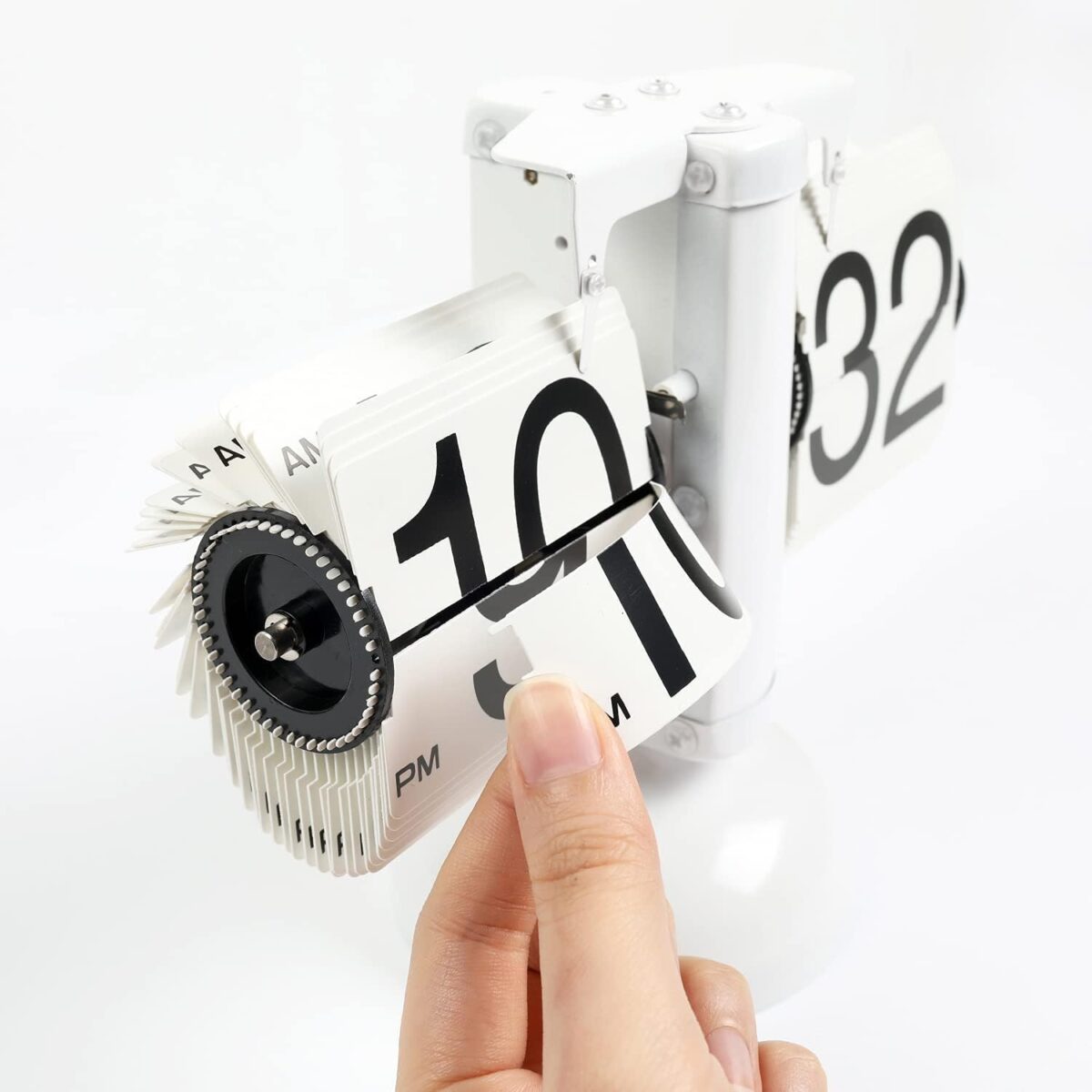 ⁦ساعة مكتب رقمية قلابة بتصميم كلاسيكي عتيق تعمل بالبطارية⁩ - الصورة ⁦5⁩