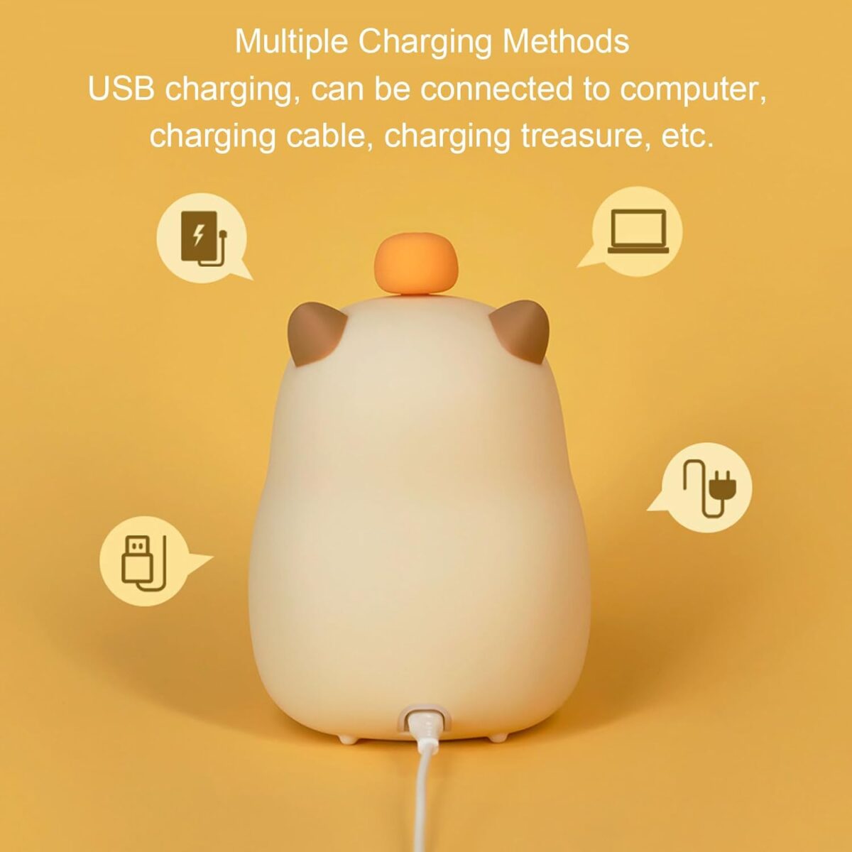 ⁦ساعة ومنبه بتصميم دبدوب مع ضوء ليلي لغرف النوم⁩ - الصورة ⁦4⁩