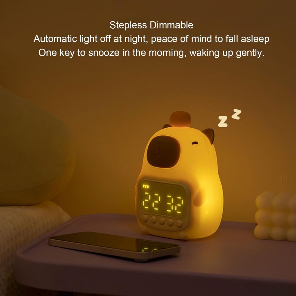 ⁦ساعة ومنبه بتصميم دبدوب مع ضوء ليلي لغرف النوم⁩ - الصورة ⁦8⁩