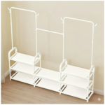 ⁦ستاند ملابس مزدوج ب 4 ارفف لتنظيم الاحذاية ومزود ب 4 هوك جانبية لتعليق الشنط⁩ - الصورة ⁦3⁩