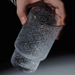 ⁦طقم كوبايات زجاج مزخرف باشكال مختلفة باللون الرمادي 6 قطع⁩ - الصورة ⁦2⁩