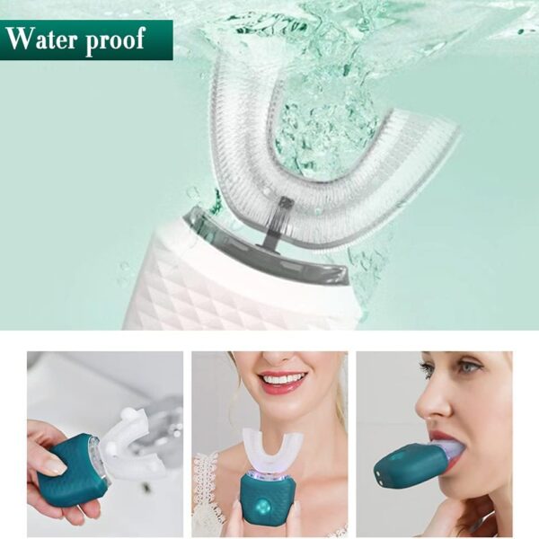 فرشة اسنان وتربروف كهربائية من السيليكون لتنظيف الاسنان