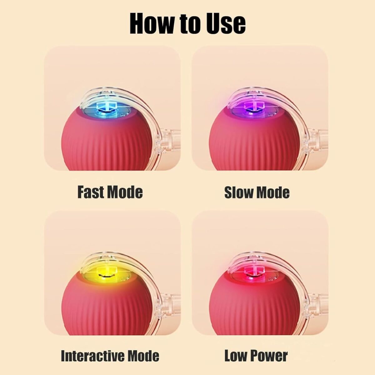 ⁦كرة تفاعلية دوارة لتسلية القطط والحيوانات الاليفة بيو اس بي للشحن⁩ - الصورة ⁦7⁩