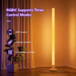 ⁦مصباح أرضي ليد ذكي بإضاءة آر جي بي متعددة الألوان للديكور⁩ - الصورة ⁦3⁩