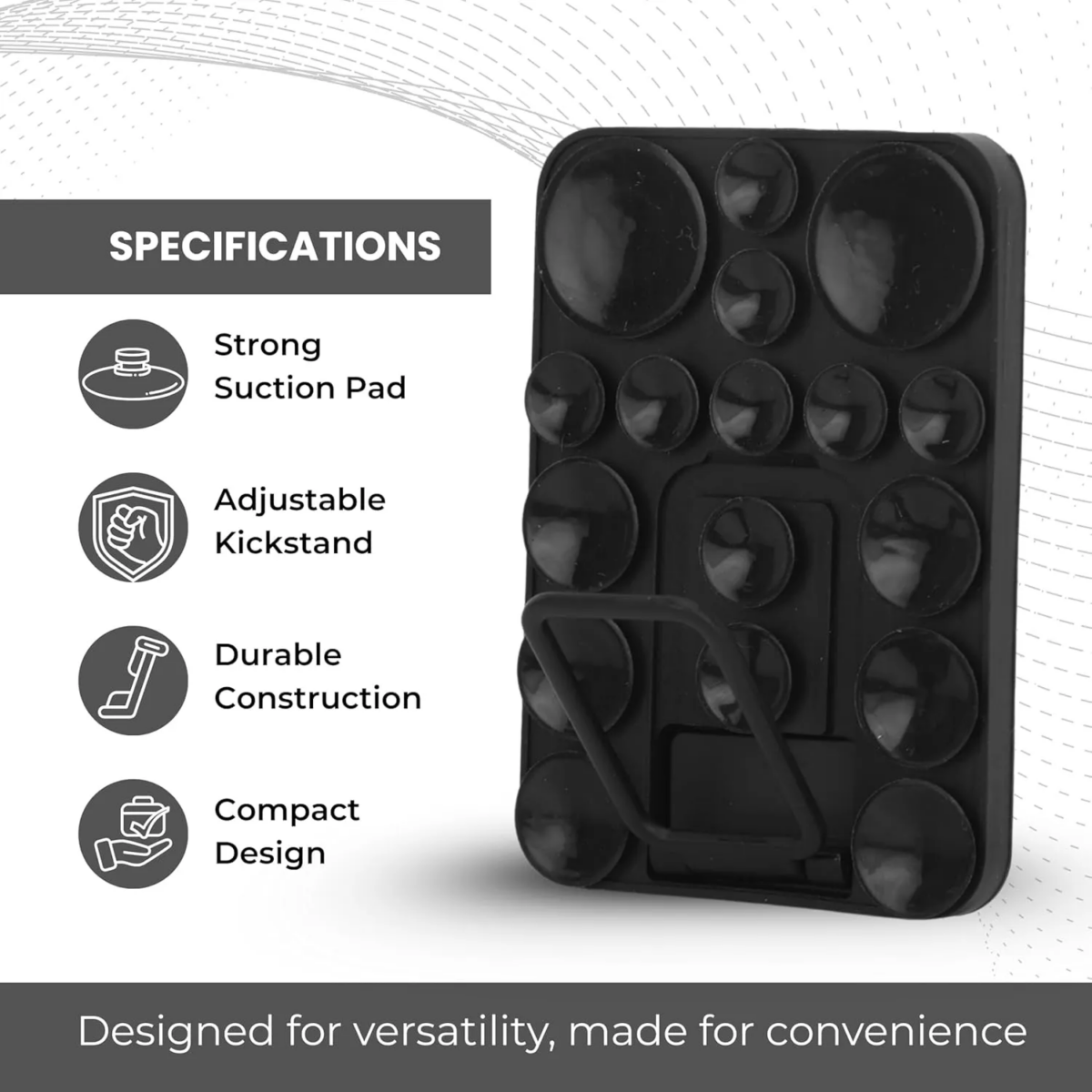 ⁦هولدر سيليكون بابلز لتثبيت الموبايل على الزجاج وقت التصوير مع مسند قابل للطي⁩ - الصورة ⁦8⁩